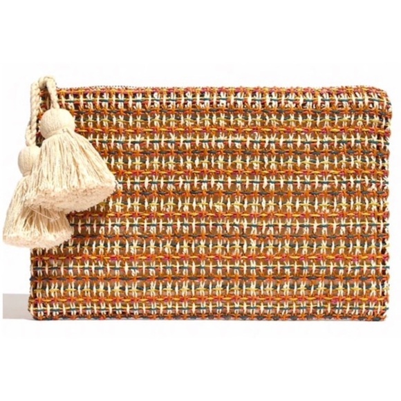 NEW MADEWELL Raffia Tassel Large Pouch - Picture 1 of 2
